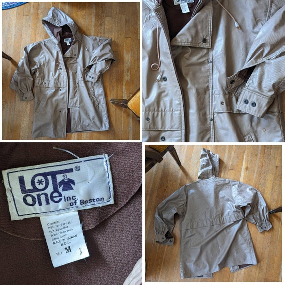 80s Vintage Raincoat - Tan PVC Raincoat by Lot On… - image 9