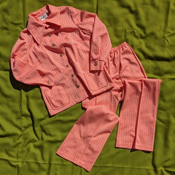 70s Plaid Suit - Marty Gutmacher Two-Piece Orange