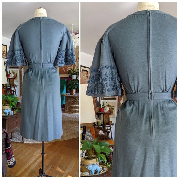 Blue Wool Dress by Carlye | 50s 60s Vintage - image 8