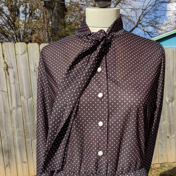 SALE! 70s Vintage Dress - Sheer Polkadot Midi Dre… - image 7