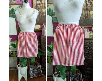 Vintage Apron - Red and White Striped Half Apron
