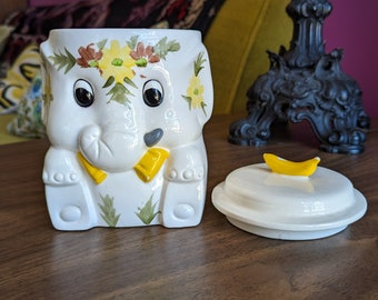 50s Vintage Elephant Canister Ceramic Cookie Jar