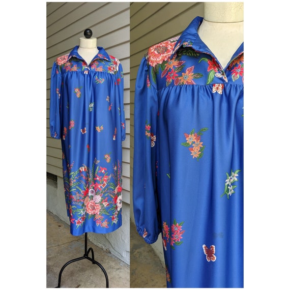 70s Vintage Hostess Dress - Soft Polyester Midi L… - image 6