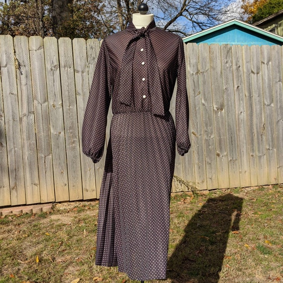 SALE! 70s Vintage Dress - Sheer Polkadot Midi Dre… - image 8