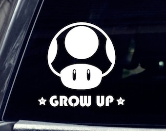 Super Mario Bros. Mushroom "GROW UP" Car Decal