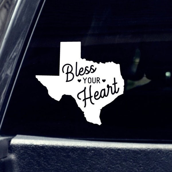 Texas - Bless Your Heart Car Decal