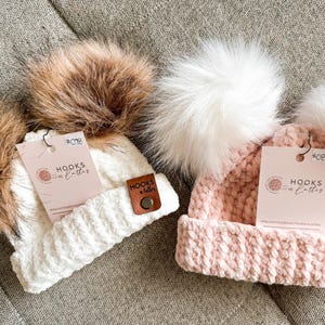 Toddler (1-3 Years Old) Winter Hat with Removable Faux Fur Double Pom Pom, Baby Beanie, Trendy Fall and Winter Fashion, Children's Toques