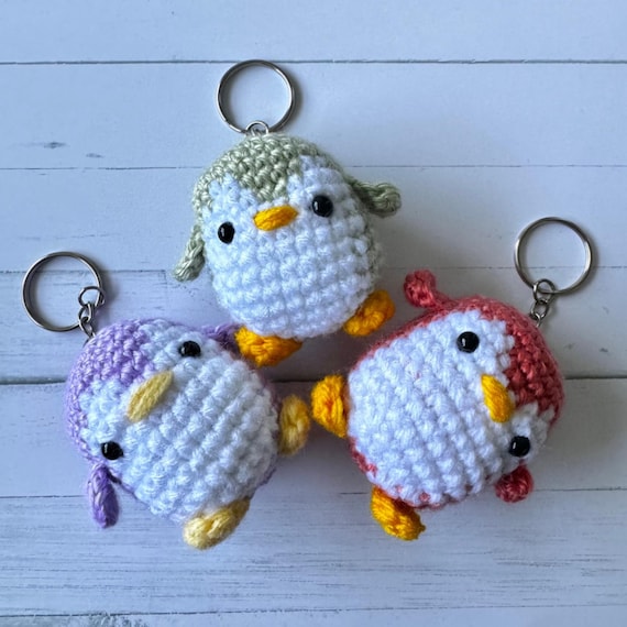 Set of 2 Penguin Keychains, Cute Animal Keyring Set, Crochet Bag Charm