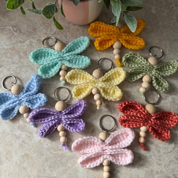 Set of 2 Dragonfly Keychain, Cute Bag Charm, Key Accessories for Kids and Adults, Stocking Stuffer, Purse Charm, Nature Lover Gift, Keyring