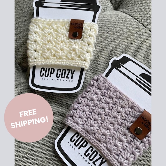 Set of 2 Cup Cozies, Reusable Coffee Sleeve, Handmade Mug Hugger, Eco-Friendly Drink Accessories, Stocking Stuffer, Gift for Coffee Lovers