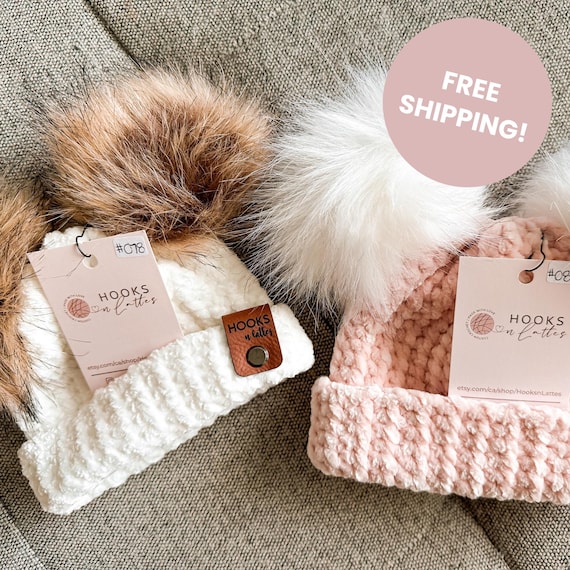 Toddler (1-3 Years Old) Winter Hat with Removable Faux Fur Double Pom Pom, Baby Beanie, Trendy Fall and Winter Fashion, Children's Toques