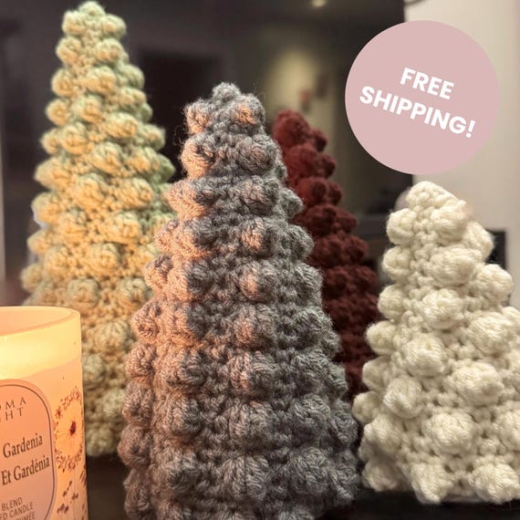 Crochet Christmas Tree Decor, Handmade Holiday Ornament, Festive Tree Decoration, Rustic Christmas, Farmhouse Holiday Decor, Gift Topper