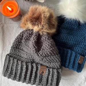 Toddler 1-3 Years Crochet Removable Pom Pom Beanie: Handmade Soft Knit Winter Hat