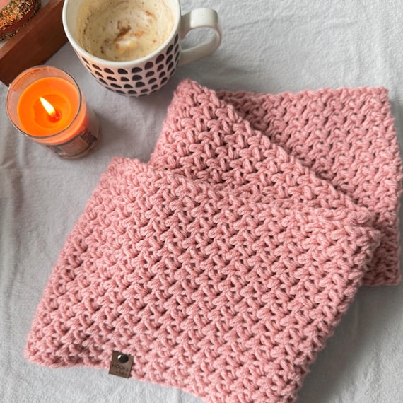 Crochet Infinity Scarf, Handmade Cozy Winter Neck Warmer Accessory
