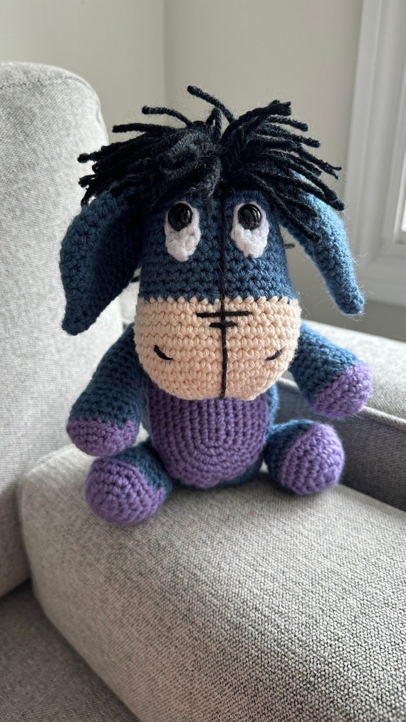 Handmade Crochet Donkey Plushie: Nursery Decor Toy