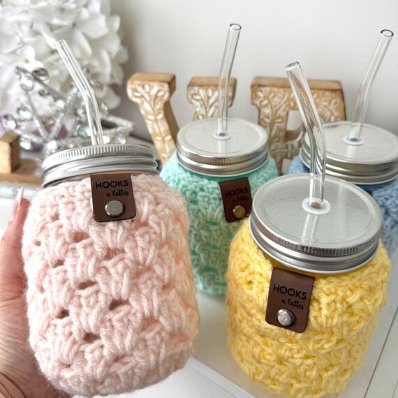 Handmade 16oz Mason Jar Cup – With Straw and Cozy Sleeve