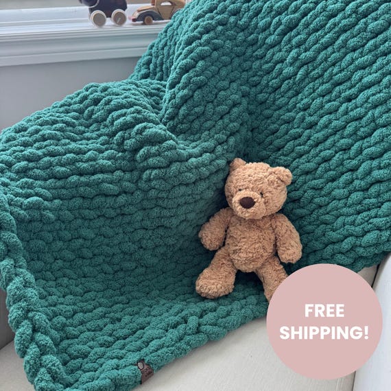 Cozy Chunky Blanket, Trendy Handmade Home Decor and Bedding, Custom Design, Warm Covers and Throws, Winter Style, Hand Knit Covers