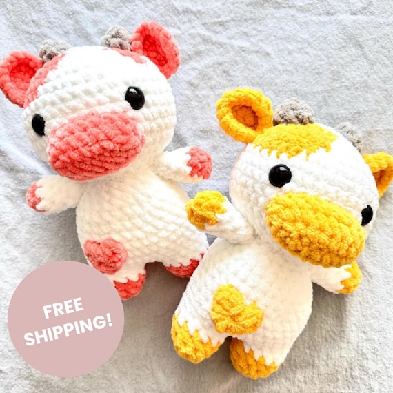 Stuffed Cow, Baby Shower Gift Idea for Nursery, Gift for Kids, Cuddly Toy, Cute Farm Animal Stuffy