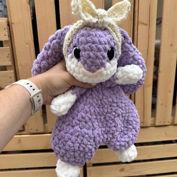 Crochet Bunny Snuggler: Handmade Plush Lovey with Embroidered Eyes