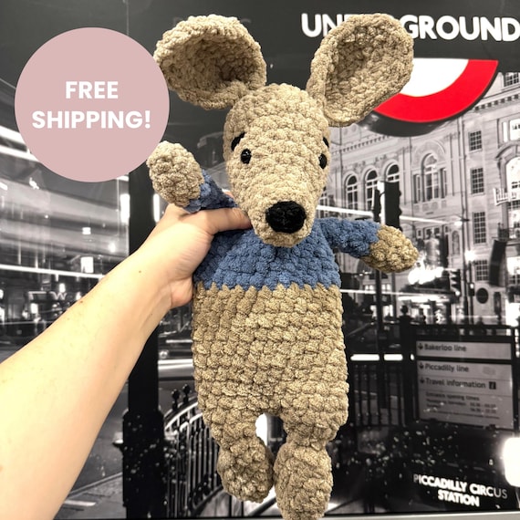 Crochet Kangaroo Snuggler, Handmade Kangaroo Lovey, Soft Stuffed Animal Security Blanket, Baby Shower Gift, Animal Toy,Neutral Nursery Decor