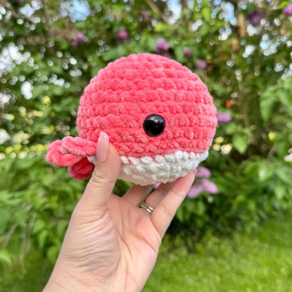 Crochet Stuffed Whale Plush Toy, Soft Sea Animal