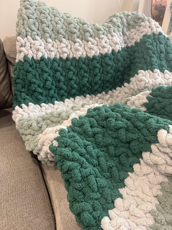 Handmade Chunky Knit Blanket: Cozy Chenille Throw, Custom Colors