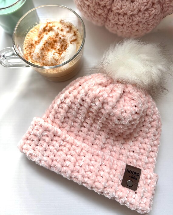 Crochet Beanie with Removable Faux Fur Pom Pom: Soft Polyester Winter Hat