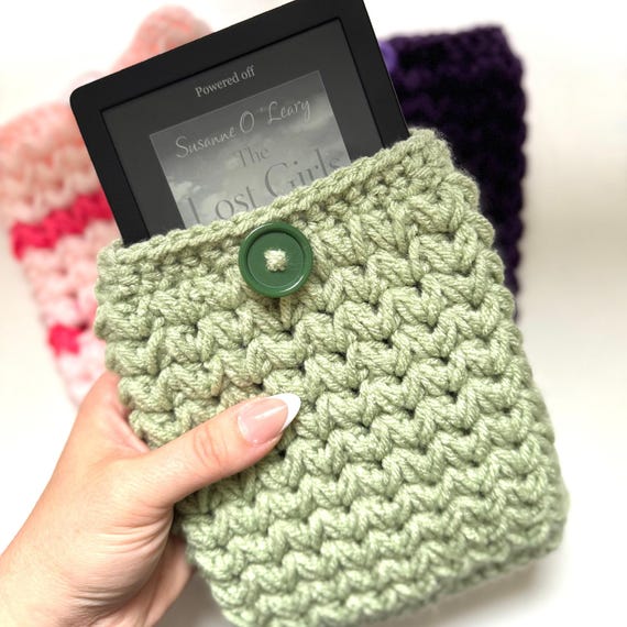Crochet eReader Sleeve with Button: Handmade Kindle and Kobo Cover