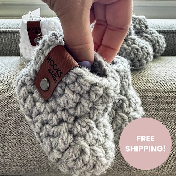 Soft Baby Booties for 0-3, 3-6, 6-12 Months Old, Pregnancy Announcement, Crochet Baby Shoes, Warm Socks for Babies