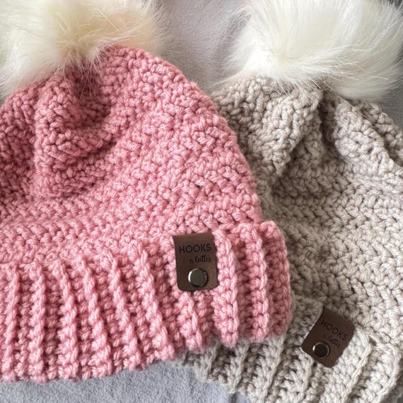 Adult Crochet Beanie with Removable Faux Fur Pom Pom - Winter Hat
