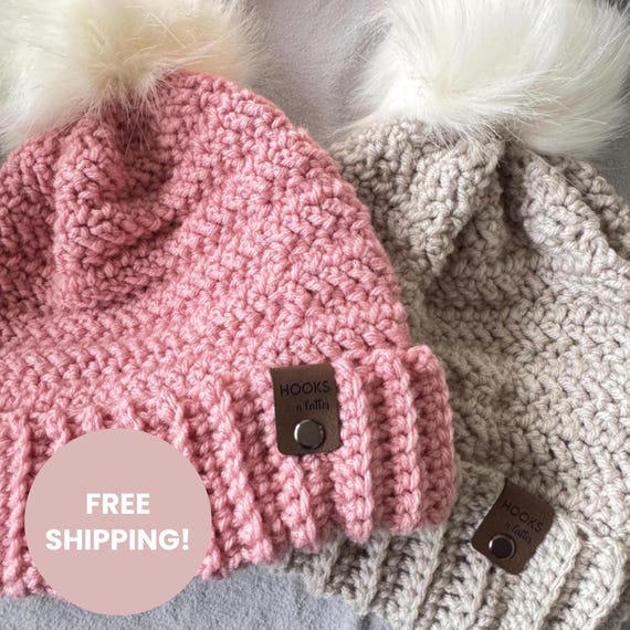 Adult Winter Hat, Knit Hat, Winter Beanie for Adults, Toque, Removable Pom Pom, Trendy Fall & Winter Fashion Accessories for Her and Him