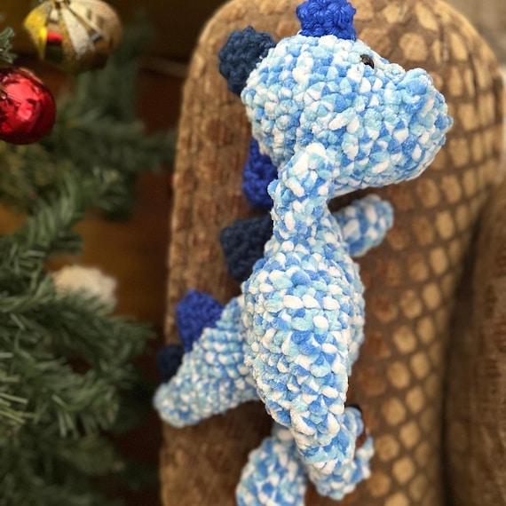 Dinosaur Snuggler, Handmade Crochet Dino Lovey Blanket