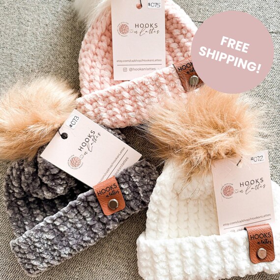 Adult Winter Hat with Removable Faux Fur Pom Pom, Soft and Warm Adult Beanie, Unisex Toques, Trendy Fall and Winter Fashion Accessories