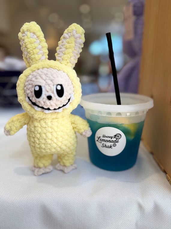 Handmade Monster Plush Toy, Whimsical Forest Creature Doll, Cute Collectible Gift, Furry Fantasy Animal Figure, Toothy Bunny Monster