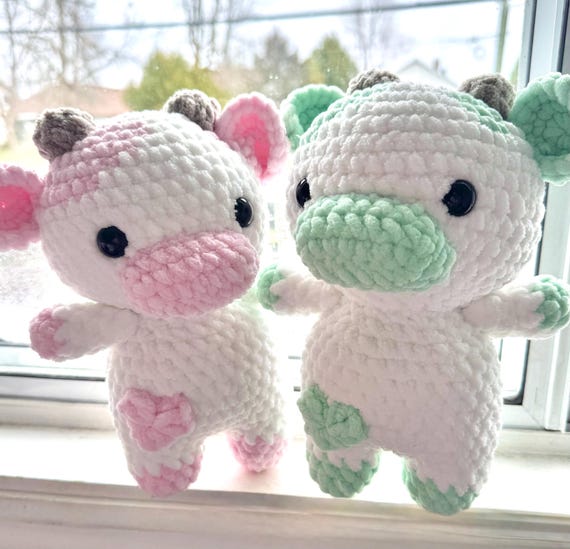 Crochet Stuffed Cow, Handmade Plush Farm Animal Toy