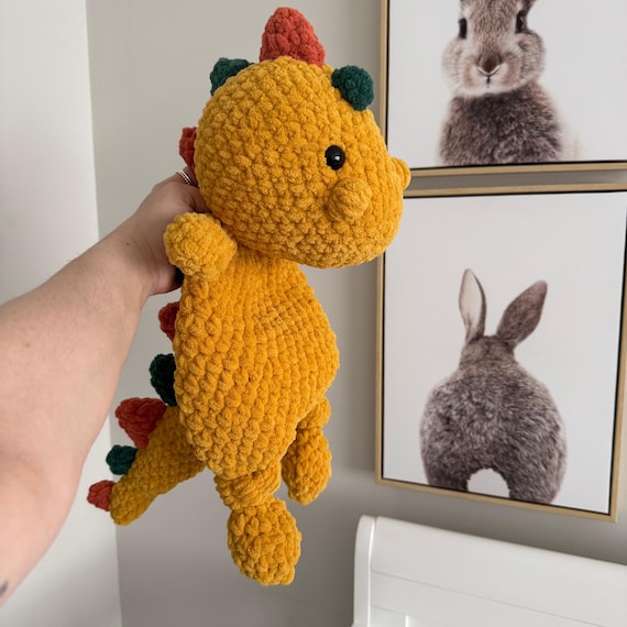 Large Crochet Dinosaur Snuggler: Handmade Dino Plush, Soft Polyester