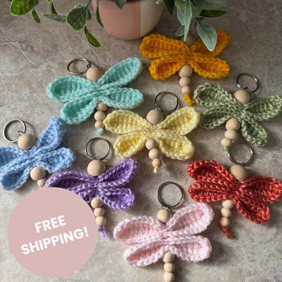 Set of 2 Dragonfly Keychain, Cute Bag Charm, Key Accessories for Kids and Adults, Stocking Stuffer, Purse Charm, Nature Lover Gift, Keyring