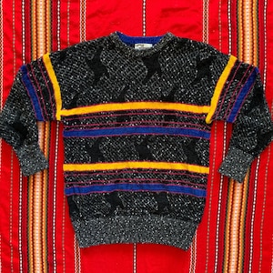 Vintage 80&#39;s Gil-Aimbez spotted abstract shape Novelty knit sweater