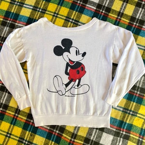 Vintage 70&#39;s S/M Mickey Mouse Walt Disney Productions wide scoop neck pullover raglan sweater great shape super soft winter winter outerwear