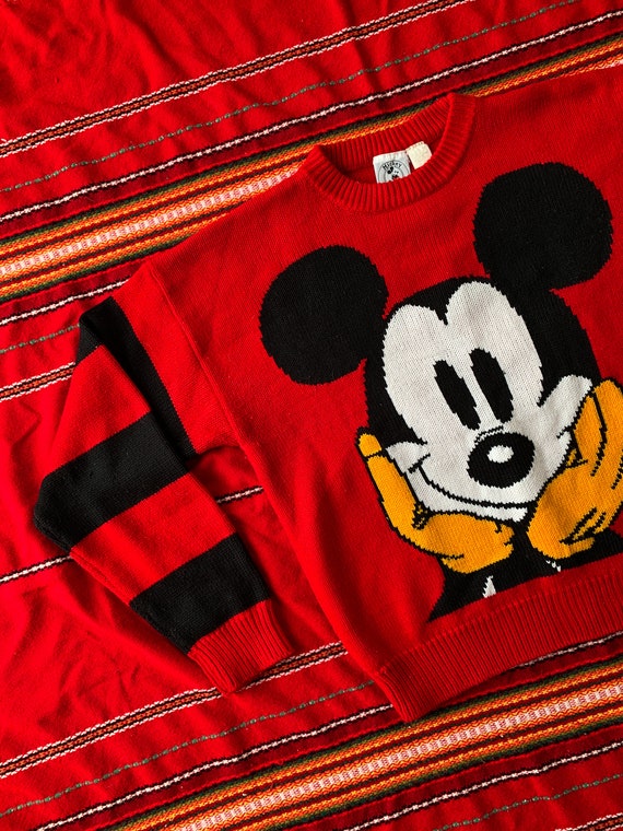 Vintage 90's Disney Mickey Mouse knit pull over s… - image 1