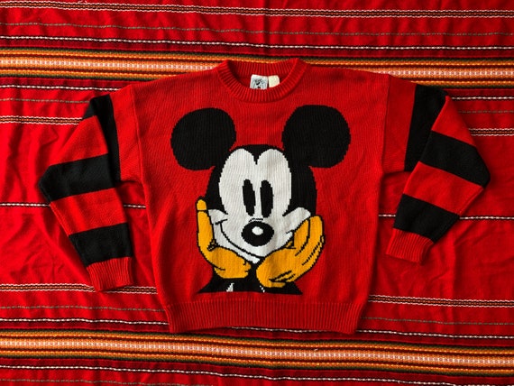 Vintage 90's Disney Mickey Mouse knit pull over s… - image 2