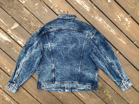 Vintage 80's XL Lee Riders acid wash indigo stone… - image 8