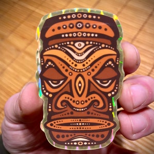 Tiki Totem Sticker (Brown)