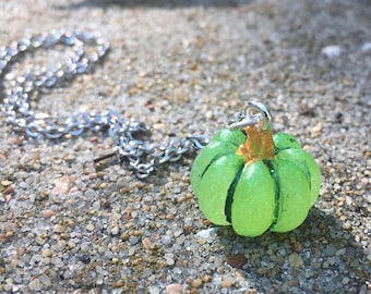 Green Glowing Mini Pumpkin Necklace Pendant