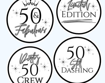 50th Birthday Photo Booth Props, Limited Edition, Crew, Dashing