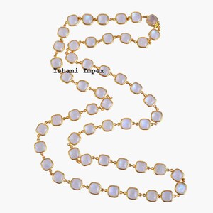 Collana con catena in pietra di luna arcobaleno naturale e argento sterling 925
