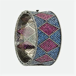 Pulseira Bracelete em Prata de Lei 925 com Rubi e Safira