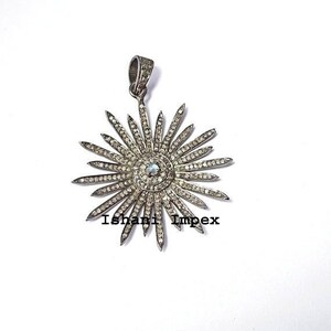 Diamond Pendant Natural Rose Cut Diamond 925 Sterling Silver Victorian Vintage Diamond Pendant Jewelry