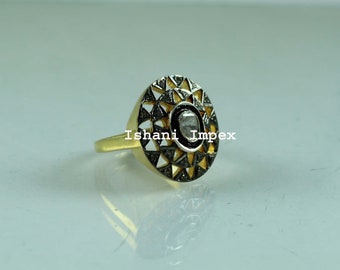 Victorian Natural Rose cut Diamond Polki Ring: 925 Sterling Silver Ring