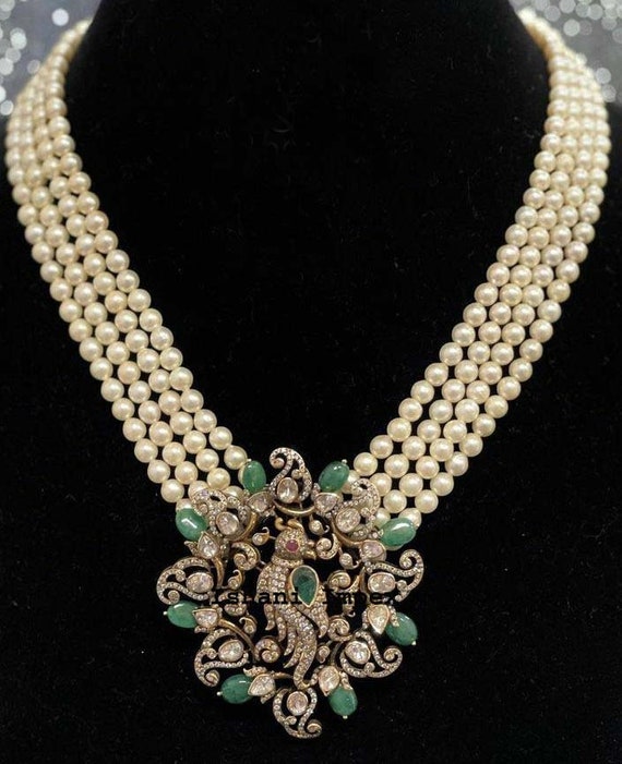 Uncut Diamond Necklace Set by MLJ Gold - South India Jewels